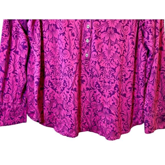 Lands’ End Long Sleeved Top Floral Blouse Size L - Picture 5 of 10